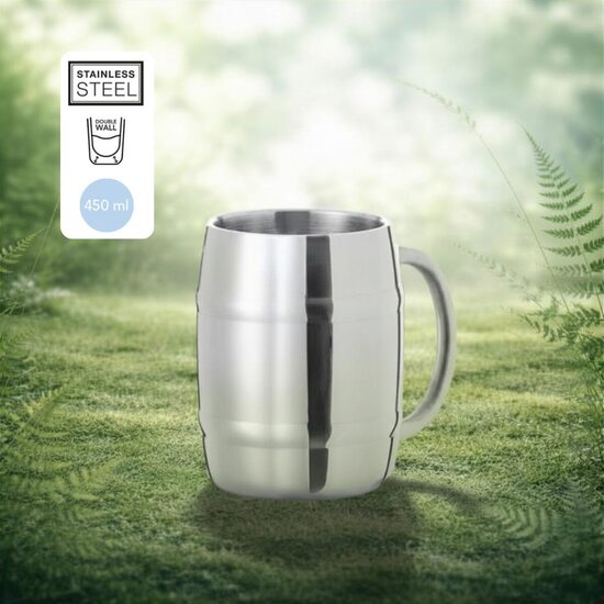 Nerūsējošā tērauda alus kauss ar dubultu sienu - 450ml